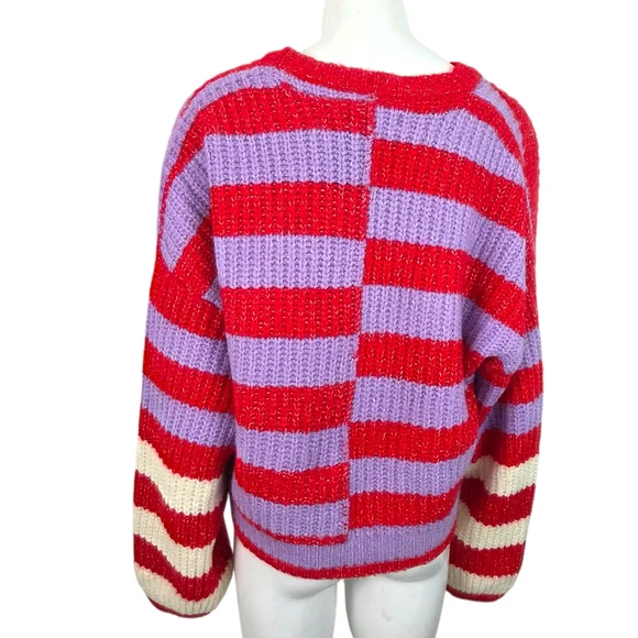 BLANKNYC Good Mood Sweater NEW Striped Pullover Womens XL Red Pink Revolve - Picture 4 of 11